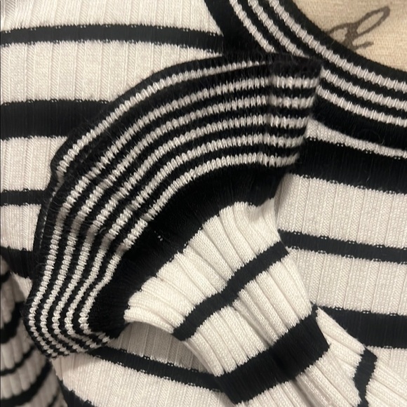 WHBM Striped Black and White Ribbed Women's Sweater - Picture 4 of 5